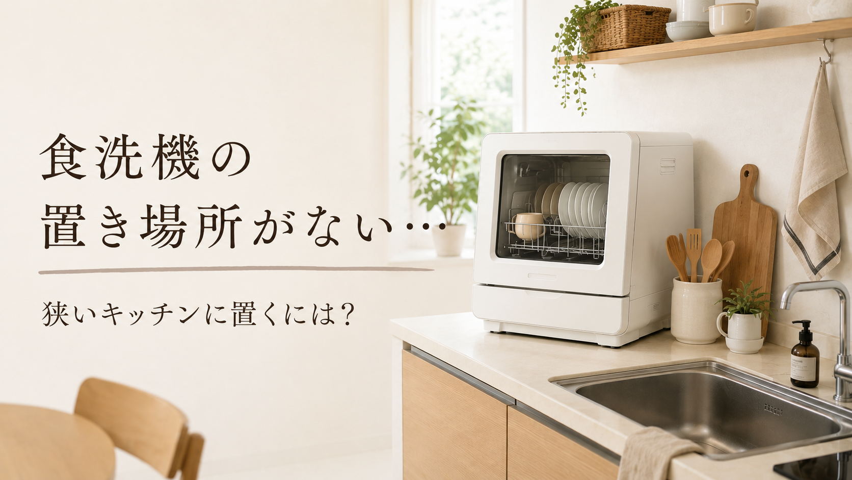 狭いキッチンに置いた食洗機