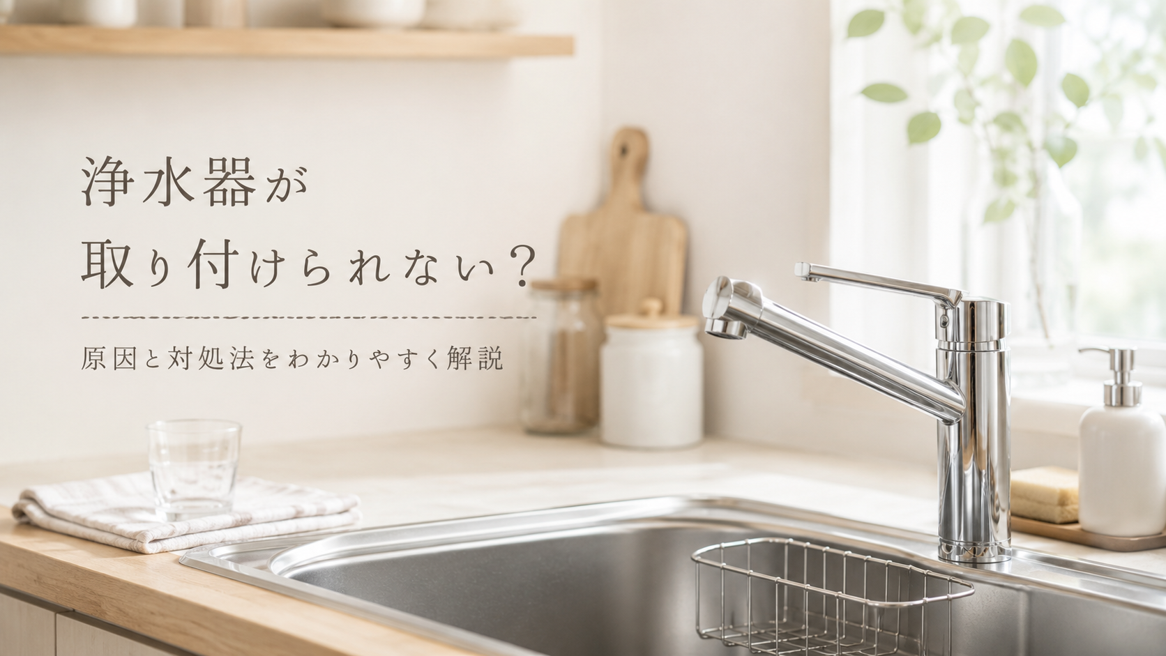 明るく清潔なミニマルキッチンシンク