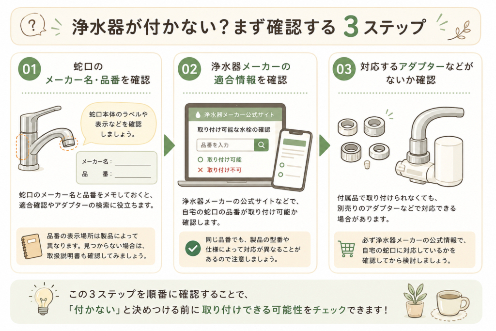 浄水器取り付け確認3ステップガイド
