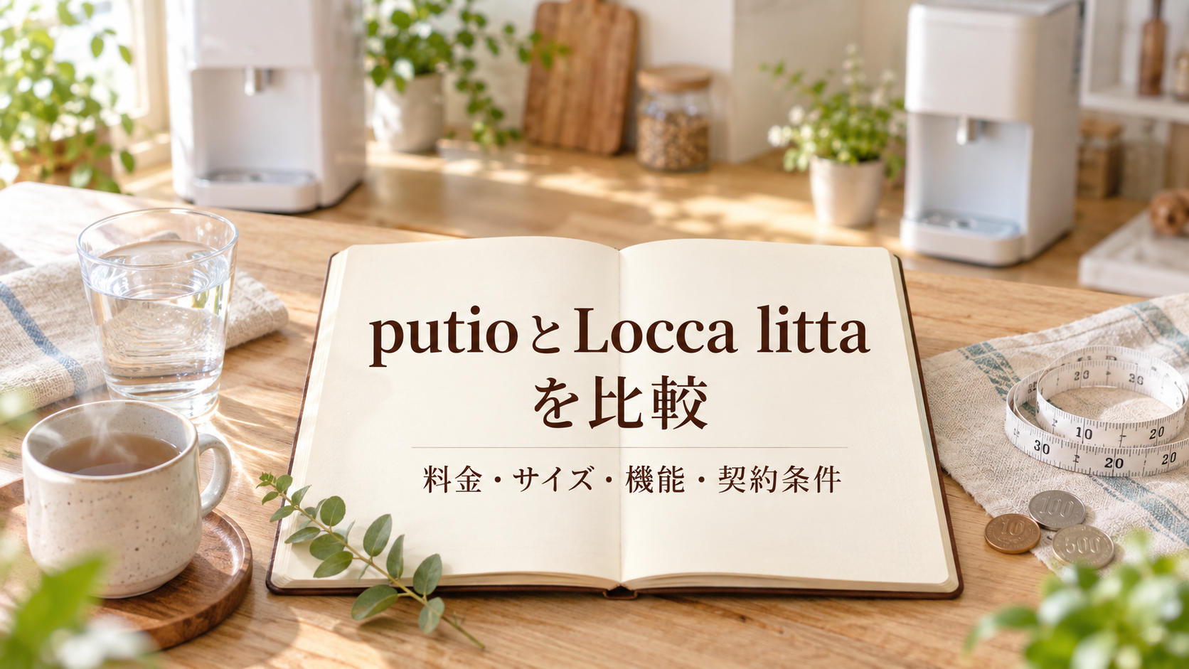 putioとLocca littaの料金・サイズ・機能・契約条件を比較したイメージ