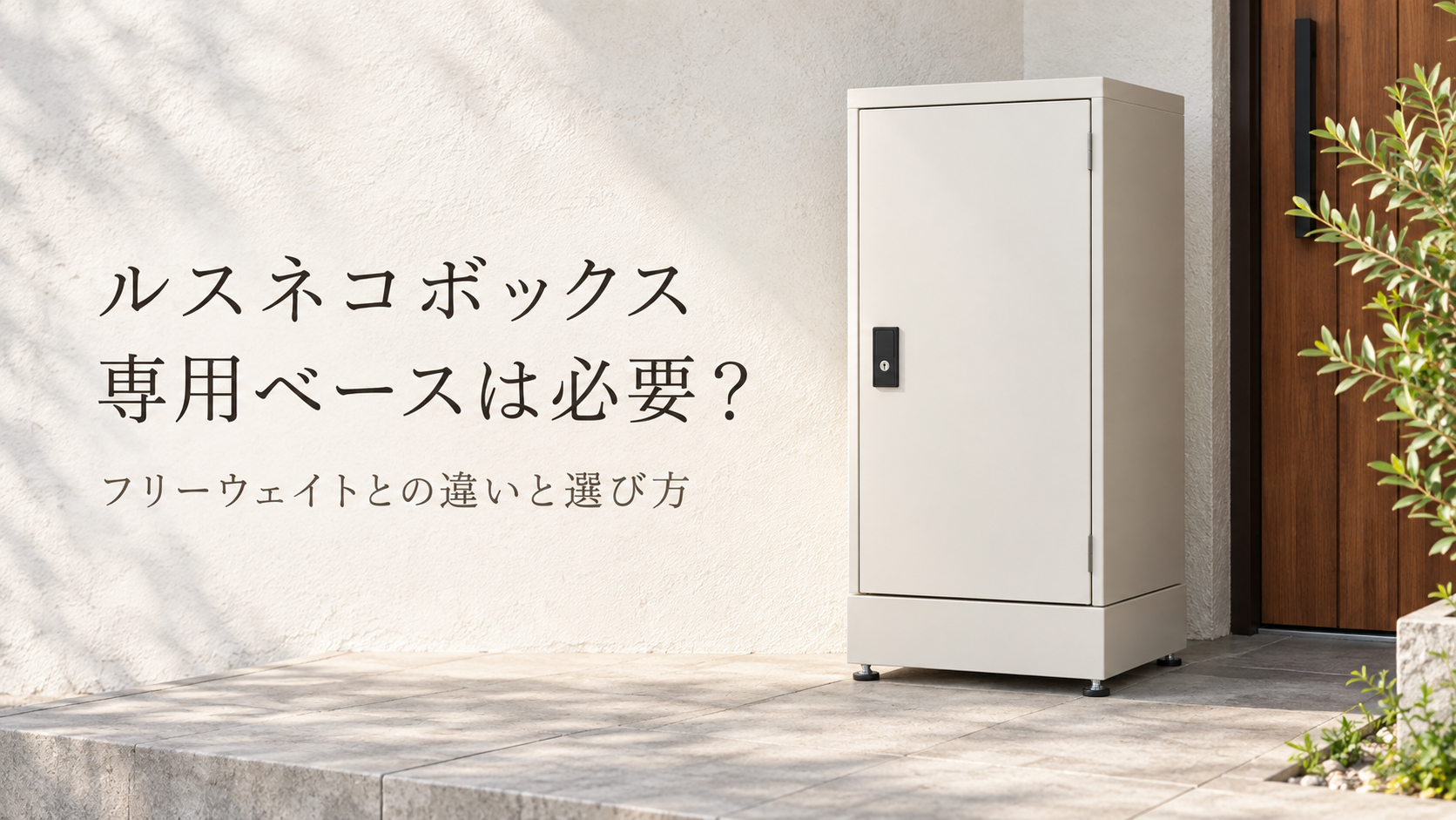 玄関に置いた宅配ボックスと専用ベースのイメージ